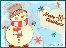 e-Kartka Darmowe kartki elektroniczne z tag: Kartka świąteczna Bałwanek z życzeniami, kartki internetowe, pocztówki, pozdrowienia