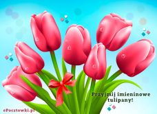 e-Kartka  Bukiet imieninowych tulipanów, kartki internetowe, pocztówki, pozdrowienia