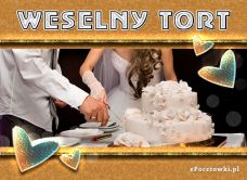 e-Kartka Kartki Ślubne Biały weselny tort, kartki internetowe, pocztówki, pozdrowienia