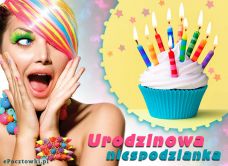 e-Kartka Kartki Urodzinowe Urodzinowa niespodzianka, kartki internetowe, pocztówki, pozdrowienia