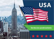 e-Kartka Kartki Państwa, Miasta Serdeczne pozdrowienia z USA, kartki internetowe, pocztówki, pozdrowienia