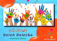 e-Kartka Darmowe kartki elektroniczne z tag: Pocztówki elektroniczne na Dzień Dziecka Kolorowy Dzień Dziecka, kartki internetowe, pocztówki, pozdrowienia