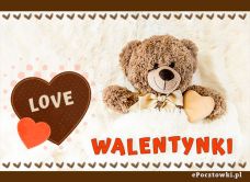 e-Kartka Darmowe kartki elektroniczne z tag: e-Kartki miłość Walentynka od Misia, kartki internetowe, pocztówki, pozdrowienia