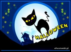 e-Kartka Kartki Halloween Czarny kocur, kartki internetowe, pocztówki, pozdrowienia