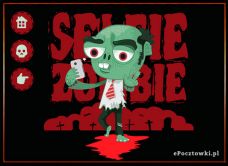 e-Kartka Kartki Halloween Selfie Zombie, kartki internetowe, pocztówki, pozdrowienia