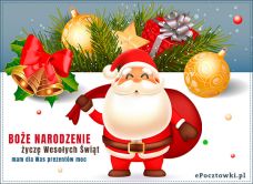 e-Kartka Darmowe kartki elektroniczne z tag: Życzenia bożonarodzeniowe Mikołaj z życzeniami i prezentami, kartki internetowe, pocztówki, pozdrowienia