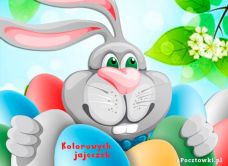 e-Kartka Kartki Wielkanoc Kolorowych jajeczek, kartki internetowe, pocztówki, pozdrowienia