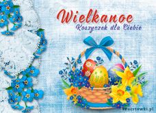 e-Kartka Kartki Wielkanoc Koszyczek dla Ciebie, kartki internetowe, pocztówki, pozdrowienia