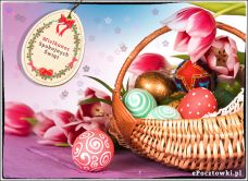 e-Kartka Kartki Wielkanoc W wielkanocnym koszyczku, kartki internetowe, pocztówki, pozdrowienia