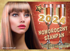 e-Kartka Kartki Nowy Rok Noworoczny szampan na 2023, kartki internetowe, pocztówki, pozdrowienia